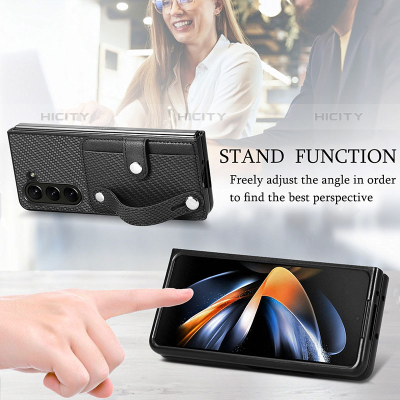 Luxus Leder Hülle Handyhülle und Kunststoff Schutzhülle Hartschalen Tasche S13D für Samsung Galaxy Z Fold5 5G