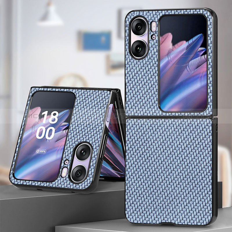 Luxus Leder Hülle Handyhülle und Kunststoff Schutzhülle Hartschalen Tasche SD1 für Oppo Find N2 Flip 5G groß