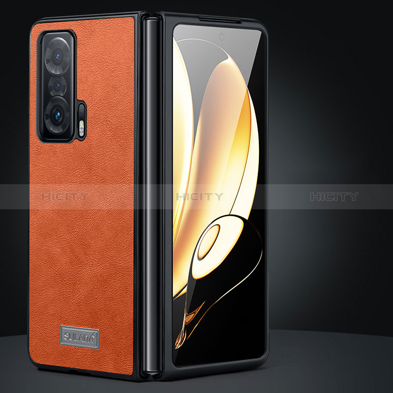 Luxus Leder Hülle Handyhülle und Kunststoff Schutzhülle Hartschalen Tasche SD2 für Huawei Honor Magic Vs 5G Orange