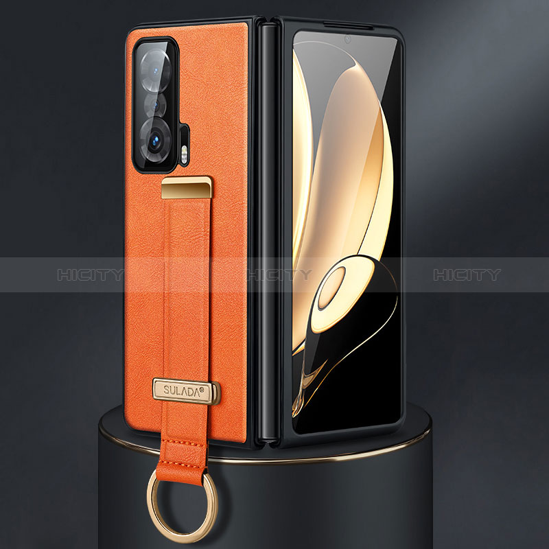 Luxus Leder Hülle Handyhülle und Kunststoff Schutzhülle Hartschalen Tasche SD3 für Huawei Honor Magic Vs 5G Orange