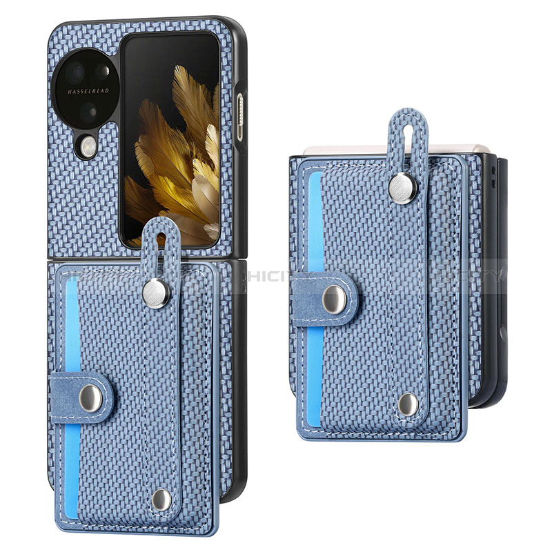 Luxus Leder Hülle Handyhülle und Kunststoff Schutzhülle Hartschalen Tasche SD3 für Oppo Find N3 Flip 5G Blau Plus