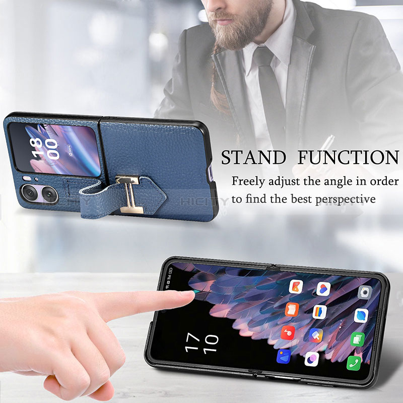 Luxus Leder Hülle Handyhülle und Kunststoff Schutzhülle Hartschalen Tasche SD4 für Oppo Find N2 Flip 5G