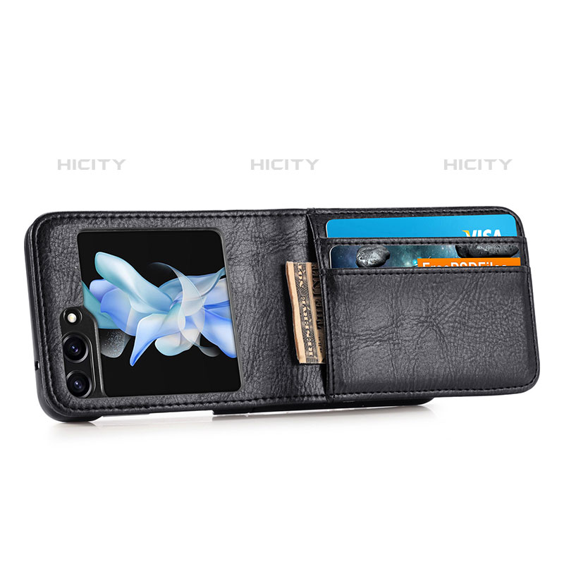 Luxus Leder Hülle Handyhülle und Kunststoff Schutzhülle Hartschalen Tasche SD6 für Samsung Galaxy Z Flip5 5G groß