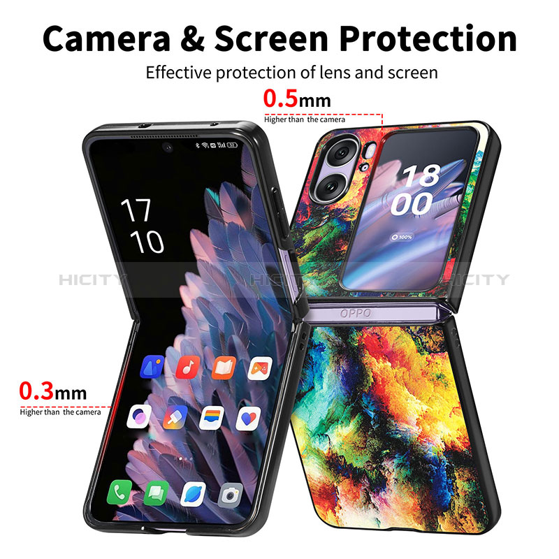 Luxus Leder Hülle Handyhülle und Kunststoff Schutzhülle Hartschalen Tasche SD7 für Oppo Find N2 Flip 5G