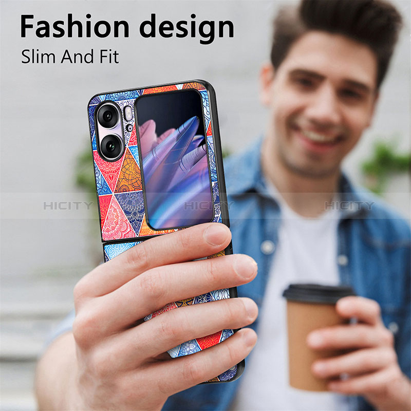 Luxus Leder Hülle Handyhülle und Kunststoff Schutzhülle Hartschalen Tasche SD7 für Oppo Find N2 Flip 5G groß