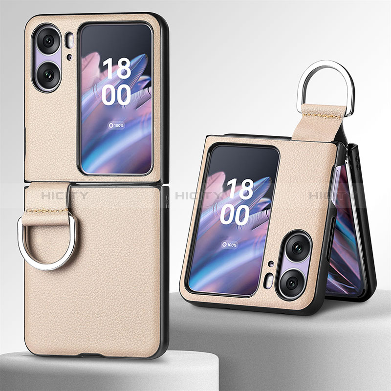 Luxus Leder Hülle Handyhülle und Kunststoff Schutzhülle Hartschalen Tasche SD8 für Oppo Find N2 Flip 5G groß