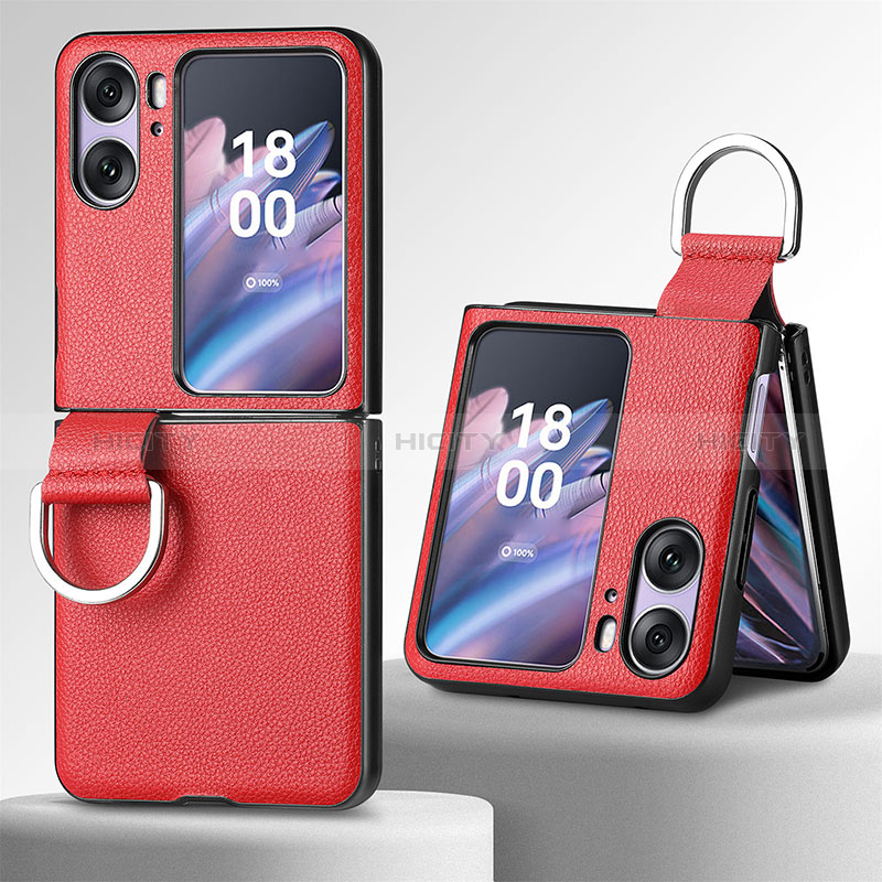 Luxus Leder Hülle Handyhülle und Kunststoff Schutzhülle Hartschalen Tasche SD8 für Oppo Find N2 Flip 5G