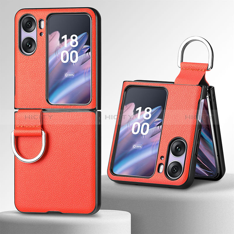 Luxus Leder Hülle Handyhülle und Kunststoff Schutzhülle Hartschalen Tasche SD8 für Oppo Find N2 Flip 5G