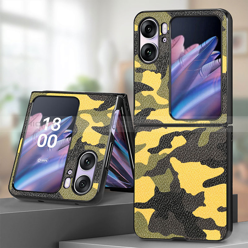 Luxus Leder Hülle Handyhülle und Kunststoff Schutzhülle Hartschalen Tasche SD9 für Oppo Find N2 Flip 5G groß