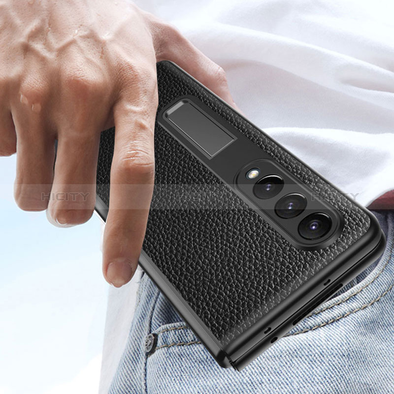 Luxus Leder Hülle Handyhülle und Kunststoff Schutzhülle Hartschalen Tasche T01 für Samsung Galaxy Z Fold3 5G