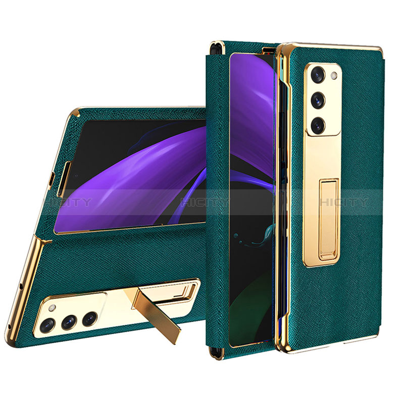 Luxus Leder Hülle Handyhülle und Kunststoff Schutzhülle Hartschalen Tasche T02 für Samsung Galaxy Z Fold2 5G