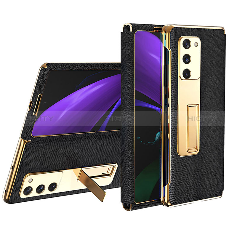 Luxus Leder Hülle Handyhülle und Kunststoff Schutzhülle Hartschalen Tasche T02 für Samsung Galaxy Z Fold2 5G