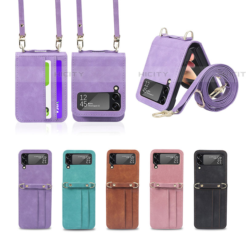 Luxus Leder Hülle Handyhülle und Kunststoff Schutzhülle Hartschalen Tasche T08 für Samsung Galaxy Z Flip4 5G groß