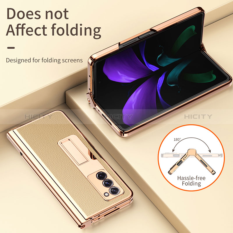 Luxus Leder Hülle Handyhülle und Kunststoff Schutzhülle Hartschalen Tasche Z04 für Samsung Galaxy Z Fold2 5G groß