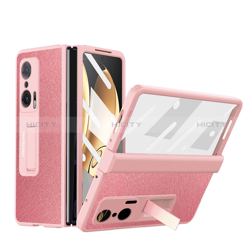 Luxus Leder Hülle Handyhülle und Kunststoff Schutzhülle Hartschalen Tasche ZL1 für Huawei Honor Magic V 5G Rosegold