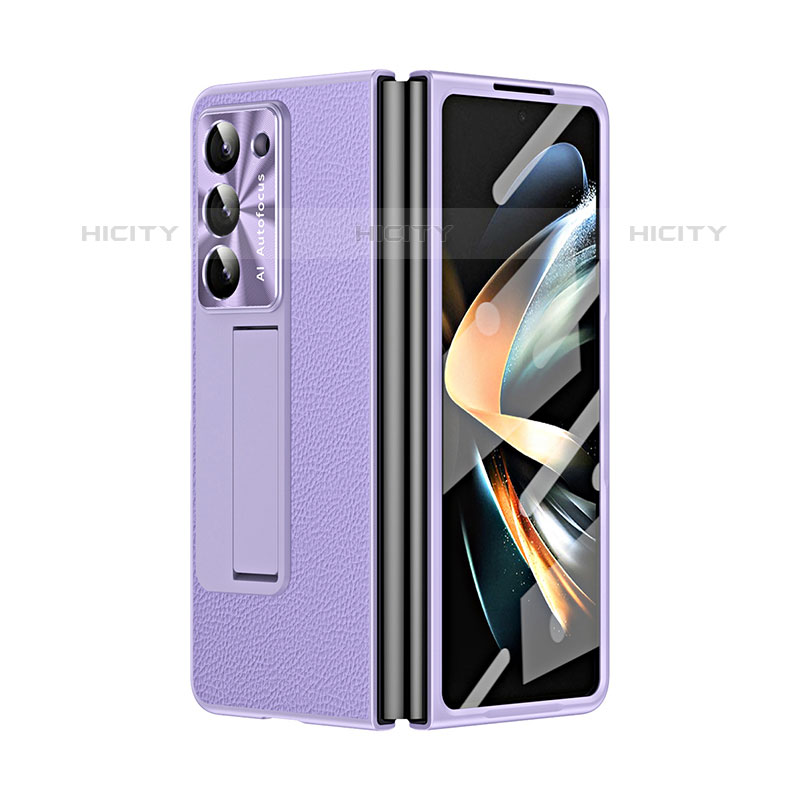 Luxus Leder Hülle Handyhülle und Kunststoff Schutzhülle Hartschalen Tasche ZL2 für Samsung Galaxy Z Fold5 5G Violett