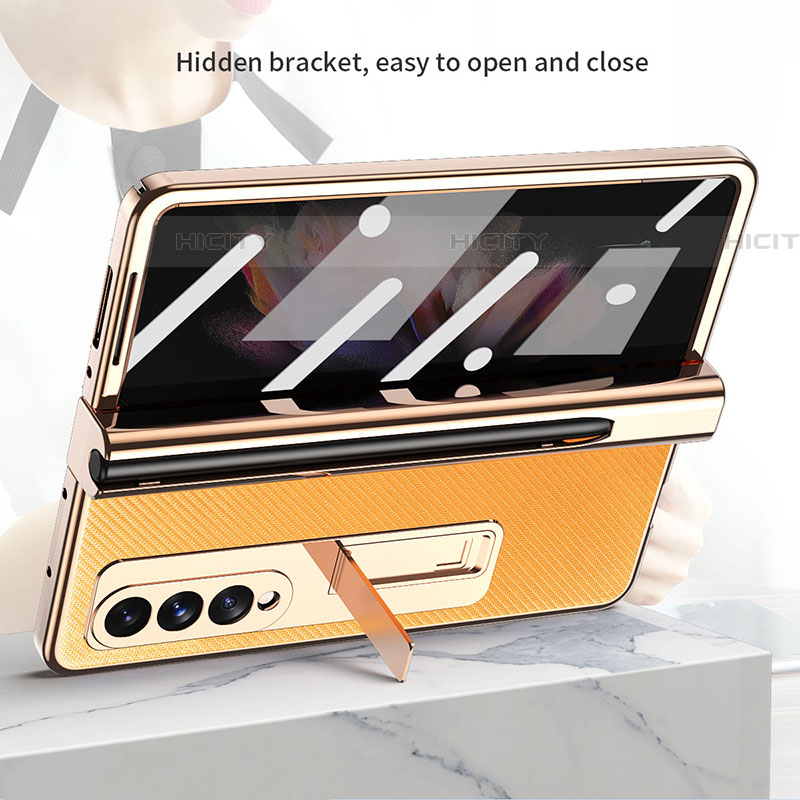 Luxus Leder Hülle Handyhülle und Kunststoff Schutzhülle Hartschalen Tasche ZL3 für Samsung Galaxy Z Fold4 5G groß