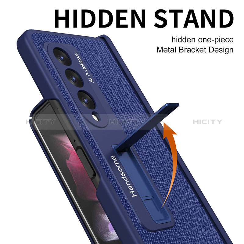 Luxus Leder Hülle Handyhülle und Kunststoff Schutzhülle Hartschalen Tasche ZL7 für Samsung Galaxy Z Fold3 5G groß