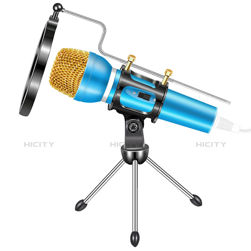 Mini-Stereo-Mikrofon Mic 3.5 mm Klinkenbuchse Mit Stand M03 Blau