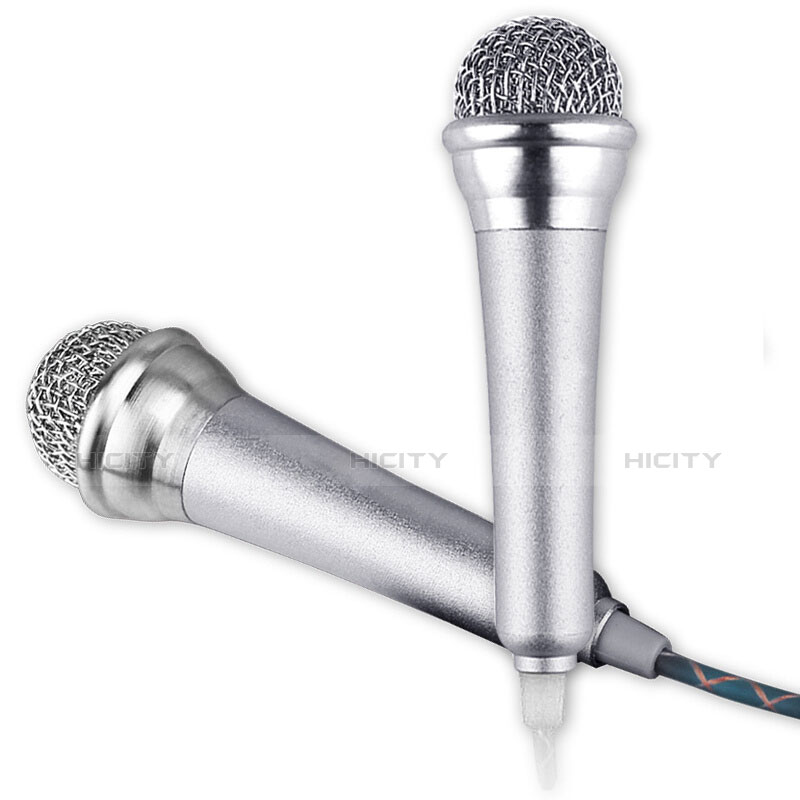 Mini-Stereo-Mikrofon Mic 3.5 mm Klinkenbuchse Mit Stand M12 Silber