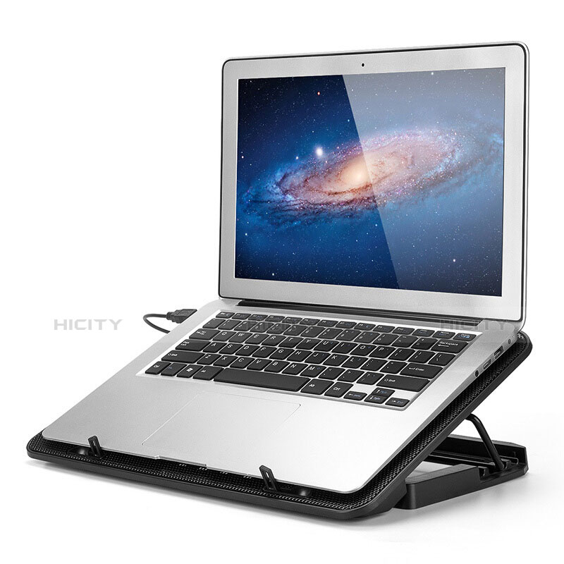 NoteBook Halter Halterung Kühler Cooler Kühlpad Lüfter Laptop Ständer 9 Zoll bis 16 Zoll Universal M18 für Apple MacBook Air 13.3 zoll (2018) Schwarz