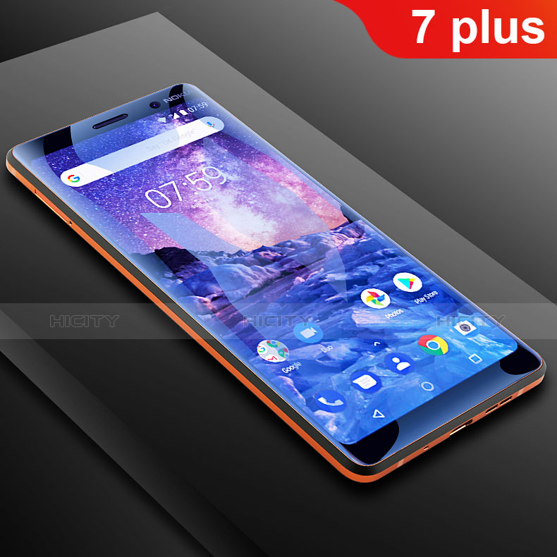 Schutzfolie Displayschutzfolie Panzerfolie Skins zum Aufkleben Full Coverage Anti Blue Ray B01 für Nokia 7 Plus Klar