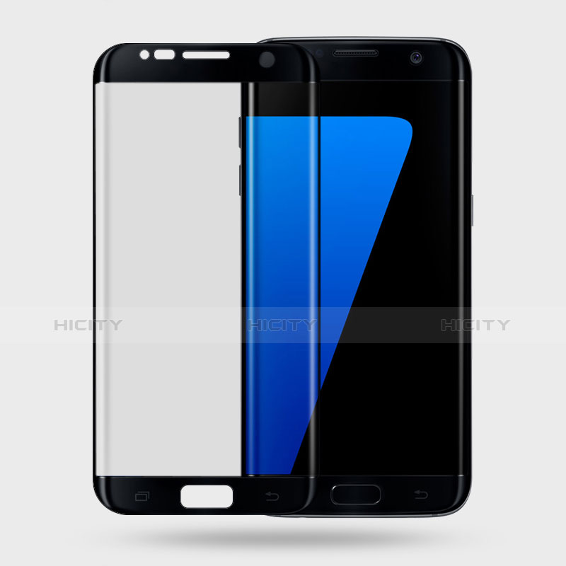 Schutzfolie Displayschutzfolie Panzerfolie Skins zum Aufkleben Gehärtetes Glas Glasfolie 3D für Samsung Galaxy S7 Edge G935F Schwarz