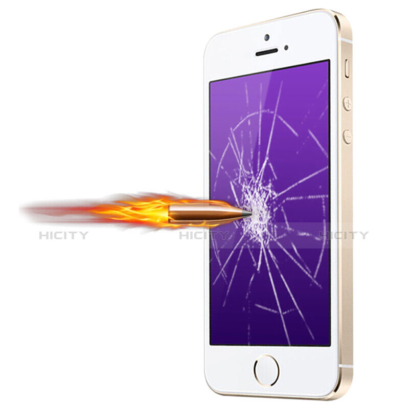 Schutzfolie Displayschutzfolie Panzerfolie Skins zum Aufkleben Gehärtetes Glas Glasfolie Anti Blue Ray B01 für Apple iPhone 5 Blau groß