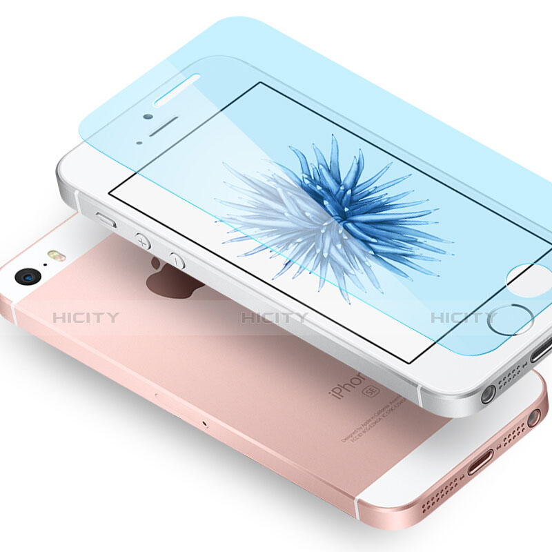 Schutzfolie Displayschutzfolie Panzerfolie Skins zum Aufkleben Gehärtetes Glas Glasfolie Anti Blue Ray B02 für Apple iPhone 5 Blau