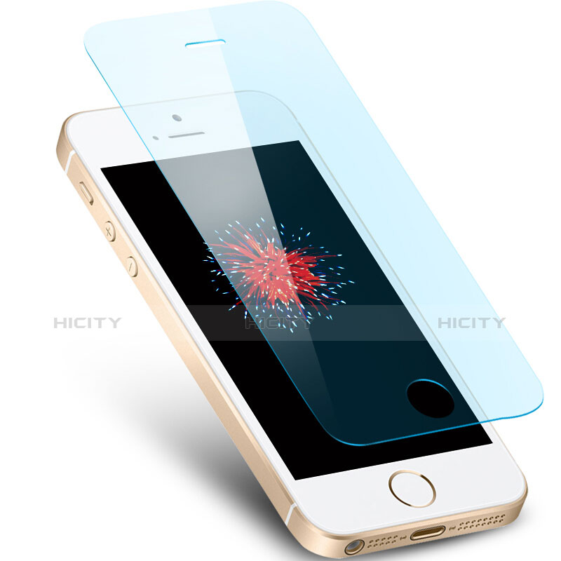 Schutzfolie Displayschutzfolie Panzerfolie Skins zum Aufkleben Gehärtetes Glas Glasfolie Anti Blue Ray B02 für Apple iPhone 5S Blau