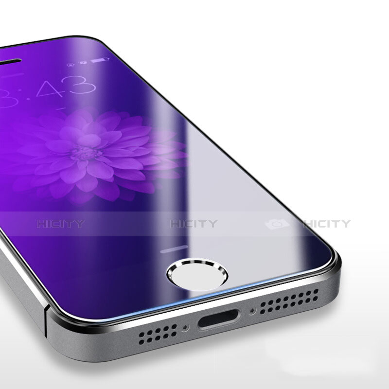 Schutzfolie Displayschutzfolie Panzerfolie Skins zum Aufkleben Gehärtetes Glas Glasfolie Anti Blue Ray B04 für Apple iPhone 5S Blau