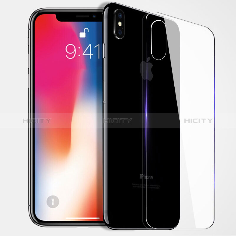 Schutzfolie Displayschutzfolie Panzerfolie Skins zum Aufkleben Gehärtetes Glas Glasfolie Rückseite B06 für Apple iPhone X Klar groß