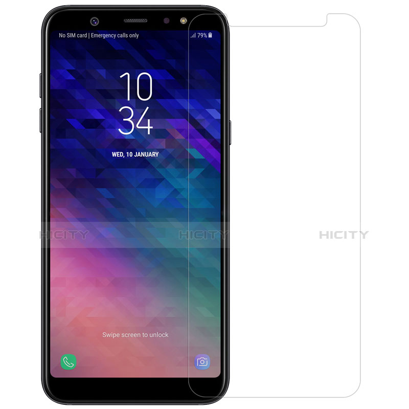 Schutzfolie Displayschutzfolie Panzerfolie Skins zum Aufkleben Gehärtetes Glas Glasfolie T01 für Samsung Galaxy A6 Plus (2018) Klar