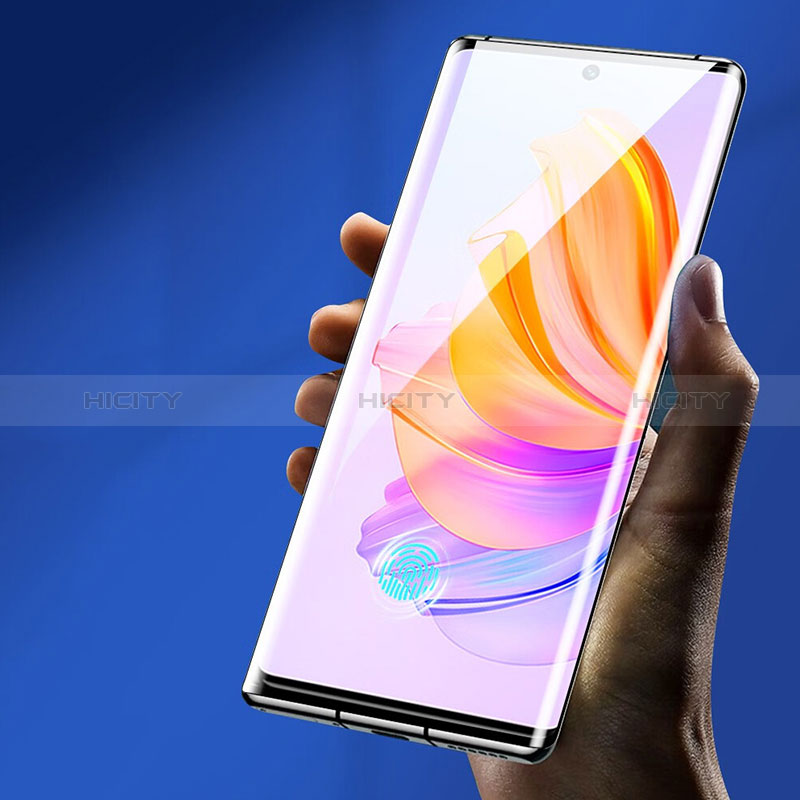 Schutzfolie Full Coverage Displayschutzfolie Panzerfolie Gehärtetes Glas Glasfolie Anti Blue Ray Skins zum Aufkleben Panzerglas F02 für Huawei Honor 60 5G Schwarz groß