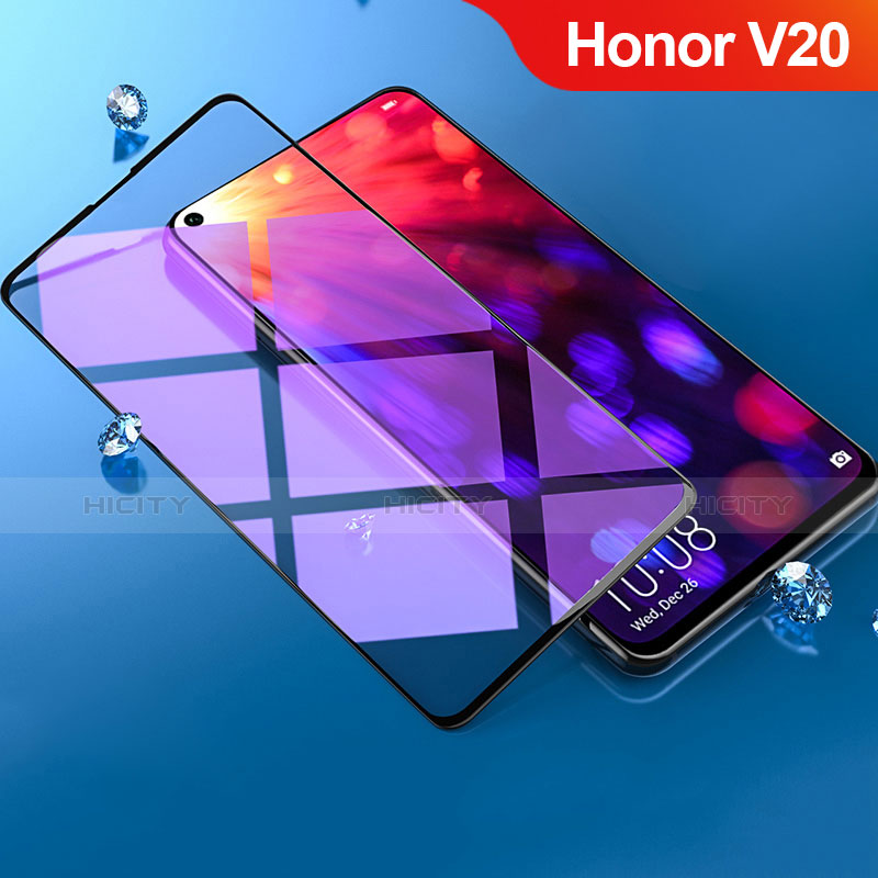 Schutzfolie Full Coverage Displayschutzfolie Panzerfolie Gehärtetes Glas Glasfolie Anti Blue Ray Skins zum Aufkleben Panzerglas F02 für Huawei Honor View 20 Schwarz