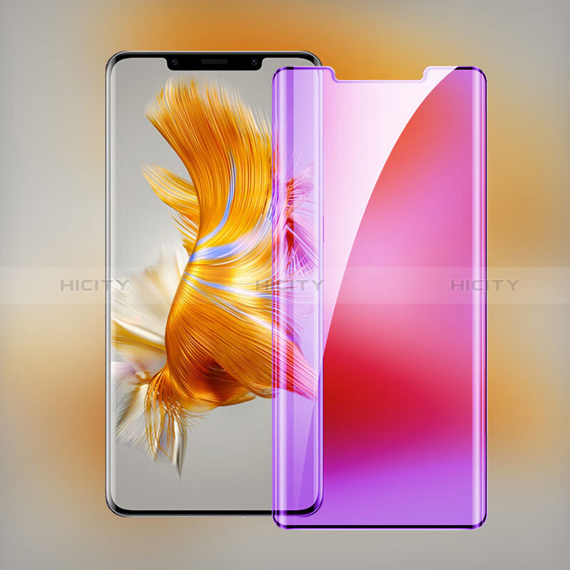 Schutzfolie Full Coverage Displayschutzfolie Panzerfolie Gehärtetes Glas Glasfolie Anti Blue Ray Skins zum Aufkleben Panzerglas F02 für Huawei Mate 50 Pro Schwarz groß