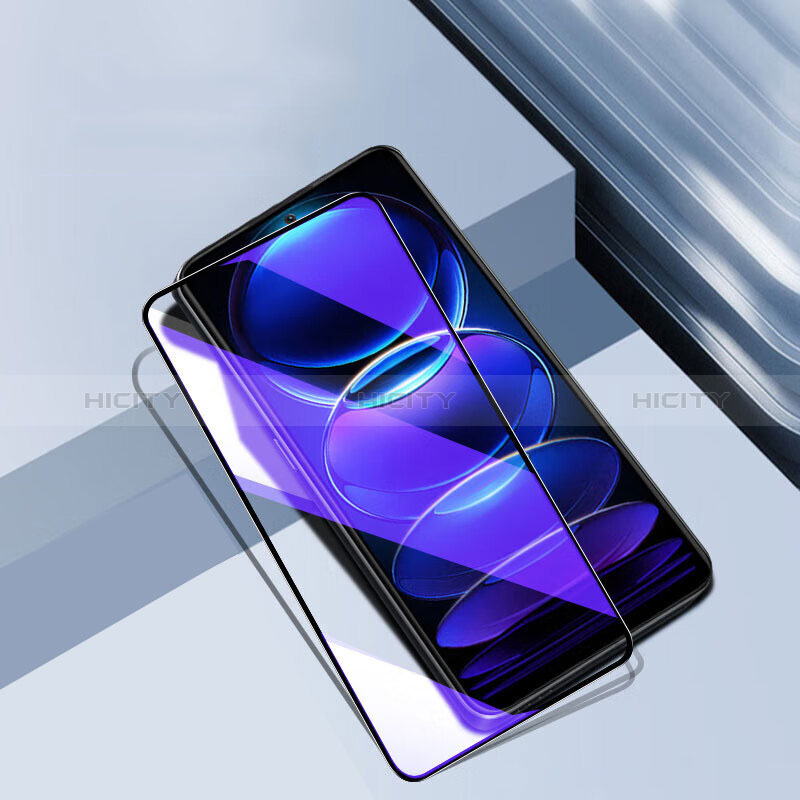 Schutzfolie Full Coverage Displayschutzfolie Panzerfolie Gehärtetes Glas Glasfolie Anti Blue Ray Skins zum Aufkleben Panzerglas F02 für Xiaomi Redmi Note 12 5G Schwarz