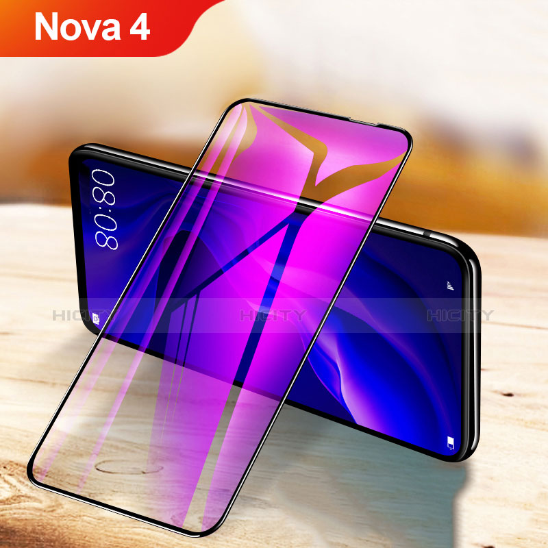 Schutzfolie Full Coverage Displayschutzfolie Panzerfolie Gehärtetes Glas Glasfolie Anti Blue Ray Skins zum Aufkleben Panzerglas F03 für Huawei Nova 4 Schwarz Plus