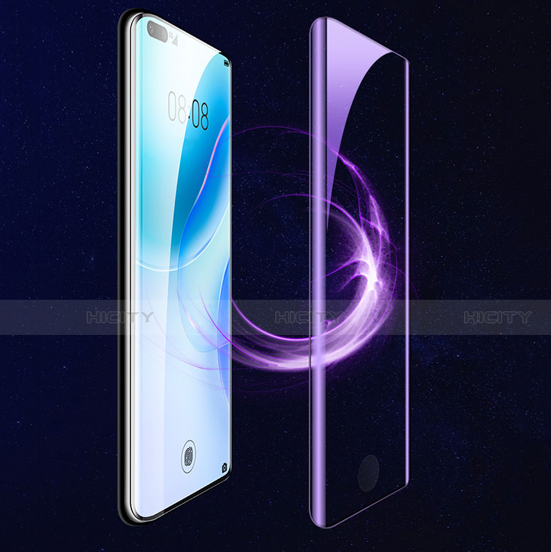 Schutzfolie Full Coverage Displayschutzfolie Panzerfolie Gehärtetes Glas Glasfolie Anti Blue Ray Skins zum Aufkleben Panzerglas F04 für Huawei Nova 8 Pro 5G Schwarz