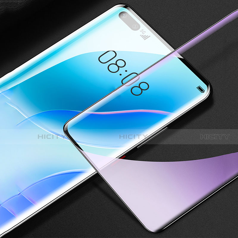 Schutzfolie Full Coverage Displayschutzfolie Panzerfolie Gehärtetes Glas Glasfolie Anti Blue Ray Skins zum Aufkleben Panzerglas F04 für Huawei Nova 8 Pro 5G Schwarz