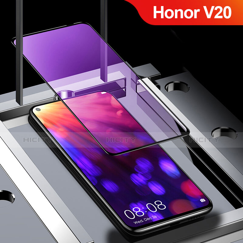 Schutzfolie Full Coverage Displayschutzfolie Panzerfolie Gehärtetes Glas Glasfolie Anti Blue Ray Skins zum Aufkleben Panzerglas für Huawei Honor V20 Schwarz Plus