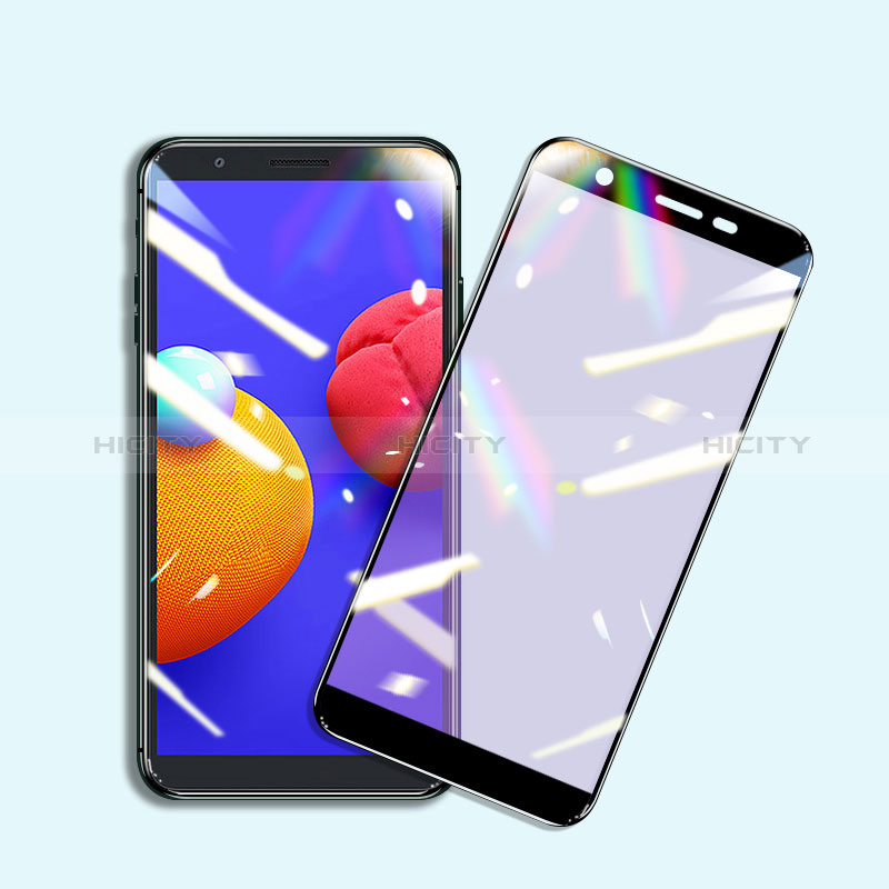 Schutzfolie Full Coverage Displayschutzfolie Panzerfolie Gehärtetes Glas Glasfolie Anti Blue Ray Skins zum Aufkleben Panzerglas für Samsung Galaxy A01 Core Schwarz