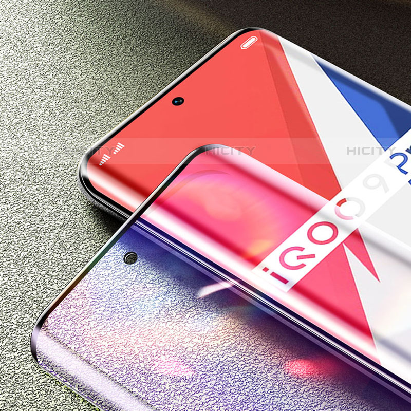 Schutzfolie Full Coverage Displayschutzfolie Panzerfolie Gehärtetes Glas Glasfolie Anti Blue Ray Skins zum Aufkleben Panzerglas für Vivo iQOO 9 Pro 5G Schwarz groß