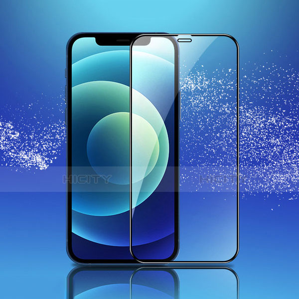 Schutzfolie Full Coverage Displayschutzfolie Panzerfolie Gehärtetes Glas Glasfolie Skins zum Aufkleben Panzerglas F02 für Apple iPhone 12 Pro Max Schwarz