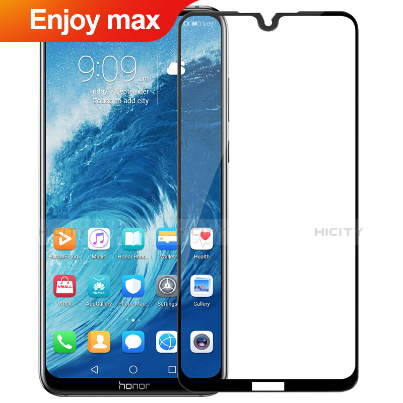 Schutzfolie Full Coverage Displayschutzfolie Panzerfolie Gehärtetes Glas Glasfolie Skins zum Aufkleben Panzerglas F02 für Huawei Enjoy Max Schwarz