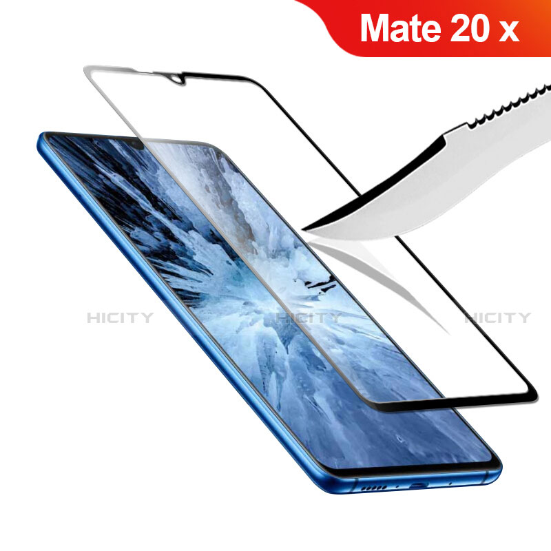 Schutzfolie Full Coverage Displayschutzfolie Panzerfolie Gehärtetes Glas Glasfolie Skins zum Aufkleben Panzerglas F02 für Huawei Mate 20 X 5G Schwarz