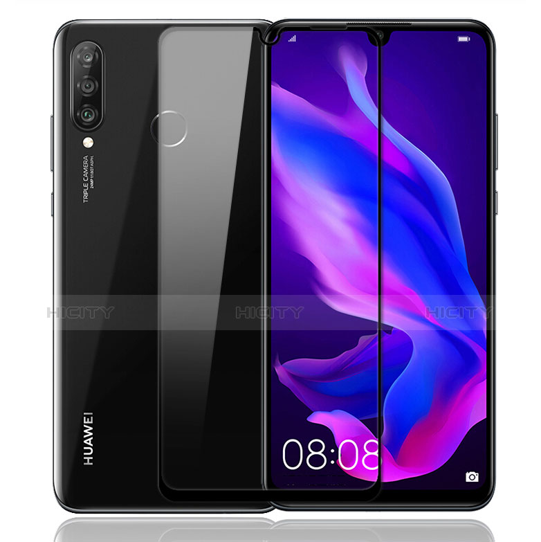 Schutzfolie Full Coverage Displayschutzfolie Panzerfolie Gehärtetes Glas Glasfolie Skins zum Aufkleben Panzerglas F02 für Huawei P30 Lite New Edition Schwarz