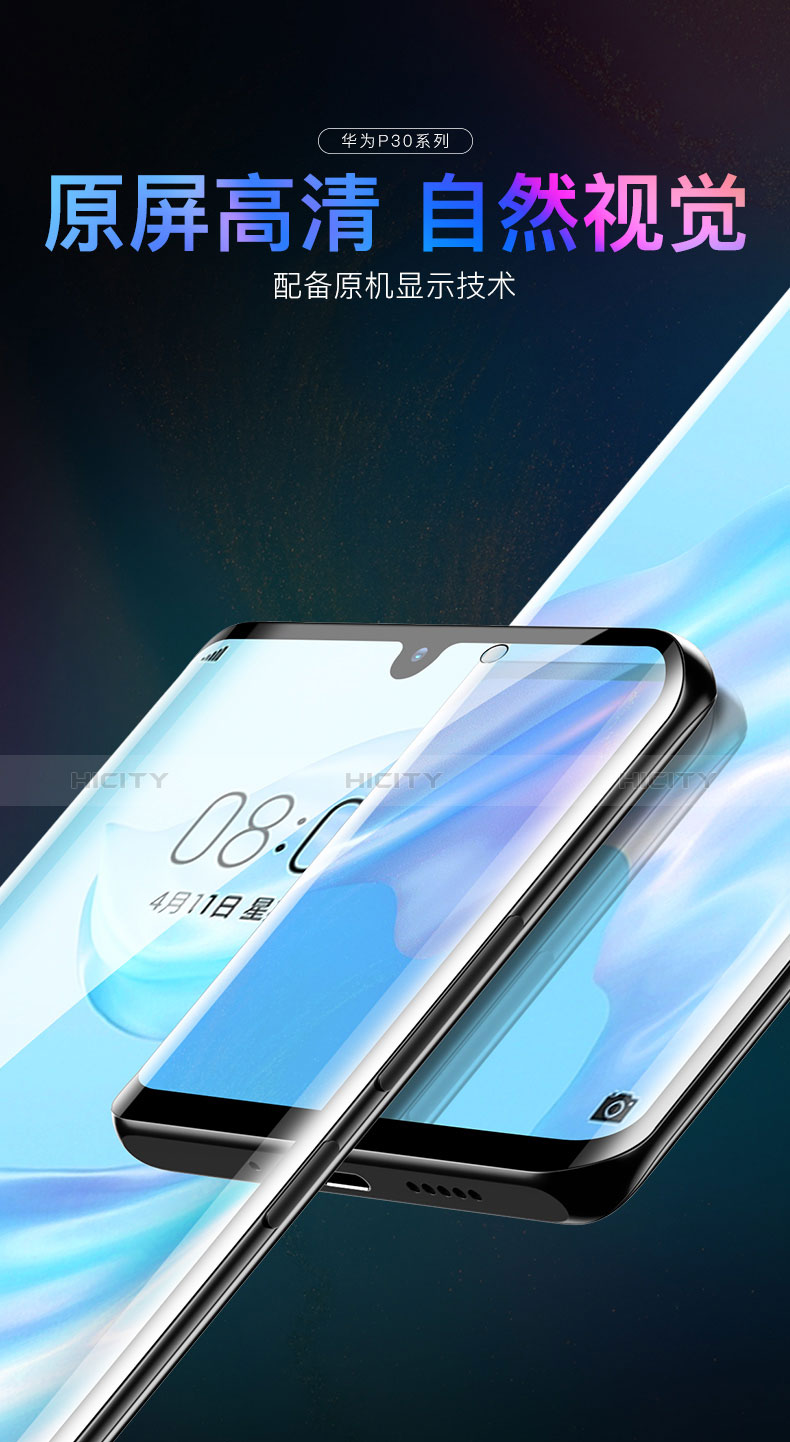 Schutzfolie Full Coverage Displayschutzfolie Panzerfolie Gehärtetes Glas Glasfolie Skins zum Aufkleben Panzerglas F02 für Huawei P30 Pro Schwarz