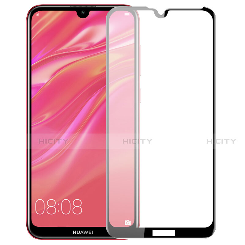 Schutzfolie Full Coverage Displayschutzfolie Panzerfolie Gehärtetes Glas Glasfolie Skins zum Aufkleben Panzerglas F02 für Huawei Y7 (2019) Schwarz