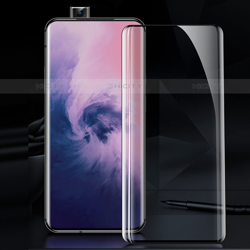 Schutzfolie Full Coverage Displayschutzfolie Panzerfolie Gehärtetes Glas Glasfolie Skins zum Aufkleben Panzerglas F02 für OnePlus 7 Pro Schwarz